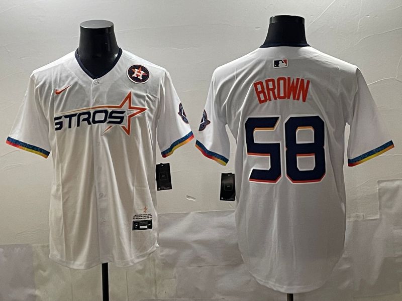 Men Houston Astros #58 Brown White Fourth generation Joint Name 2025 Nike MLB Jersey style 10->houston astros->MLB Jersey
